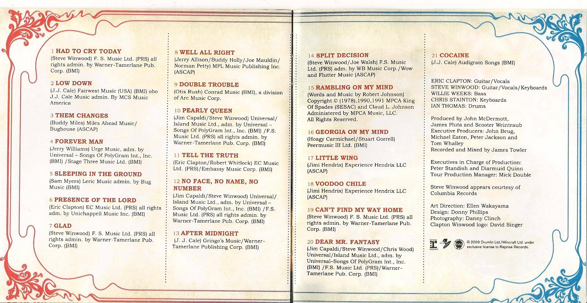 Eric Clapton Live From MSG with Steve Winwood : Booklet 3